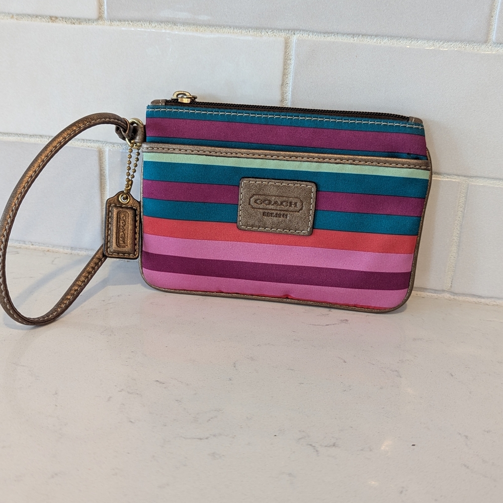 Coach Multicolor Striped Wristlet
